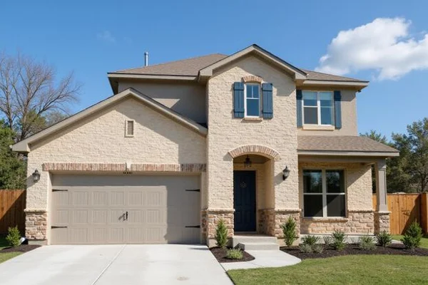 Detached new rental home with a two-car garage and front porch