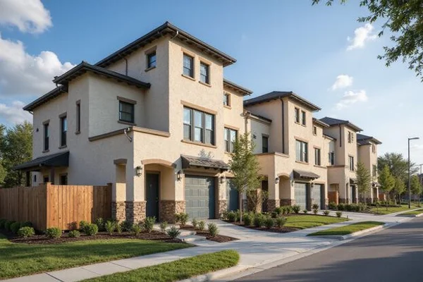 New build-to-rent townhomes with fenced yards and attached garages
